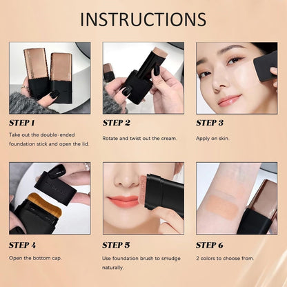 2 In 1- Luxury Flawless Korean Hydrating Lightweight Foundation (Long-Lasting & Waterproof) All Skin Types
